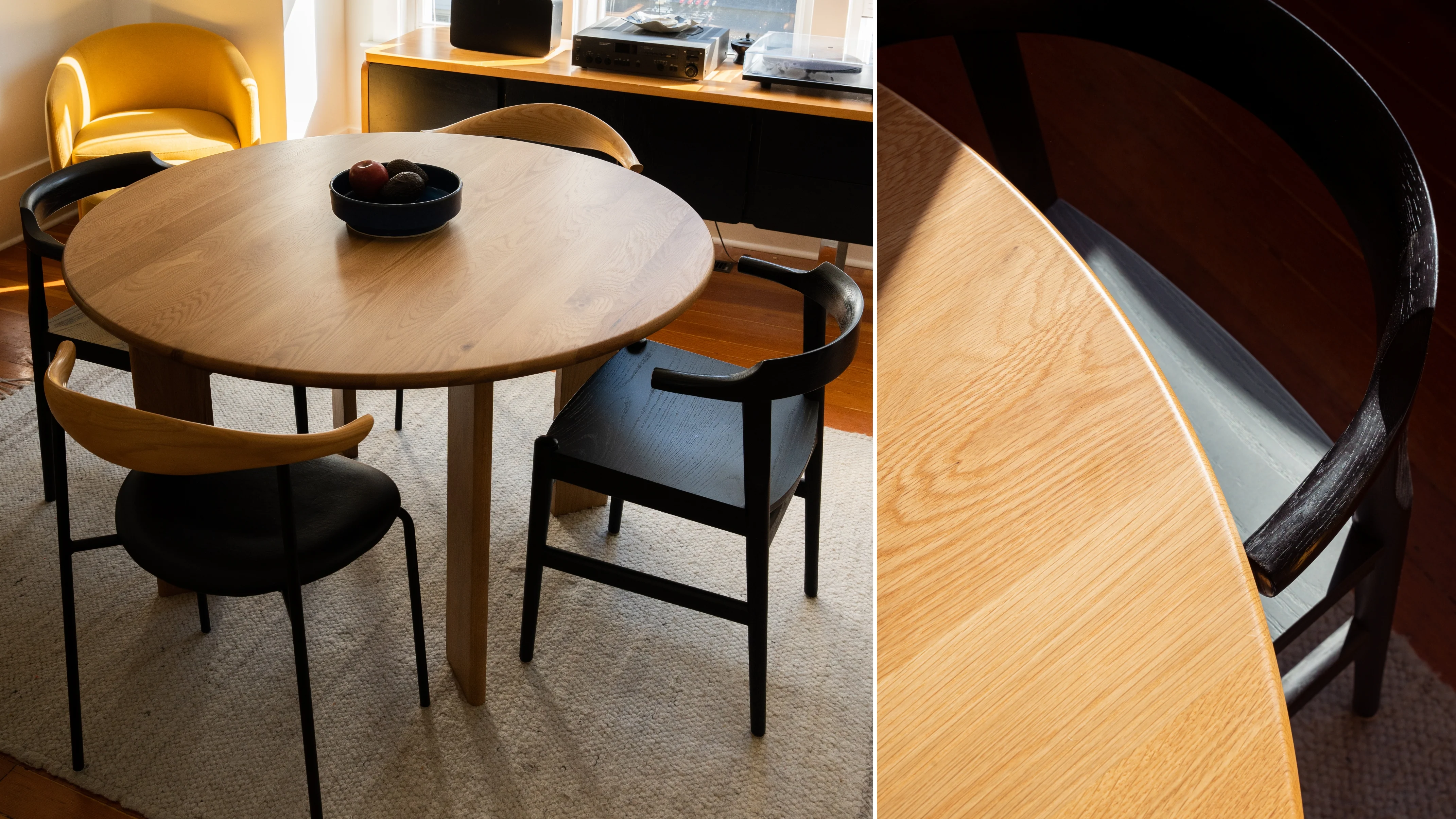 Frame Round Dining Table, Seats 4-5, Oak - Image 3