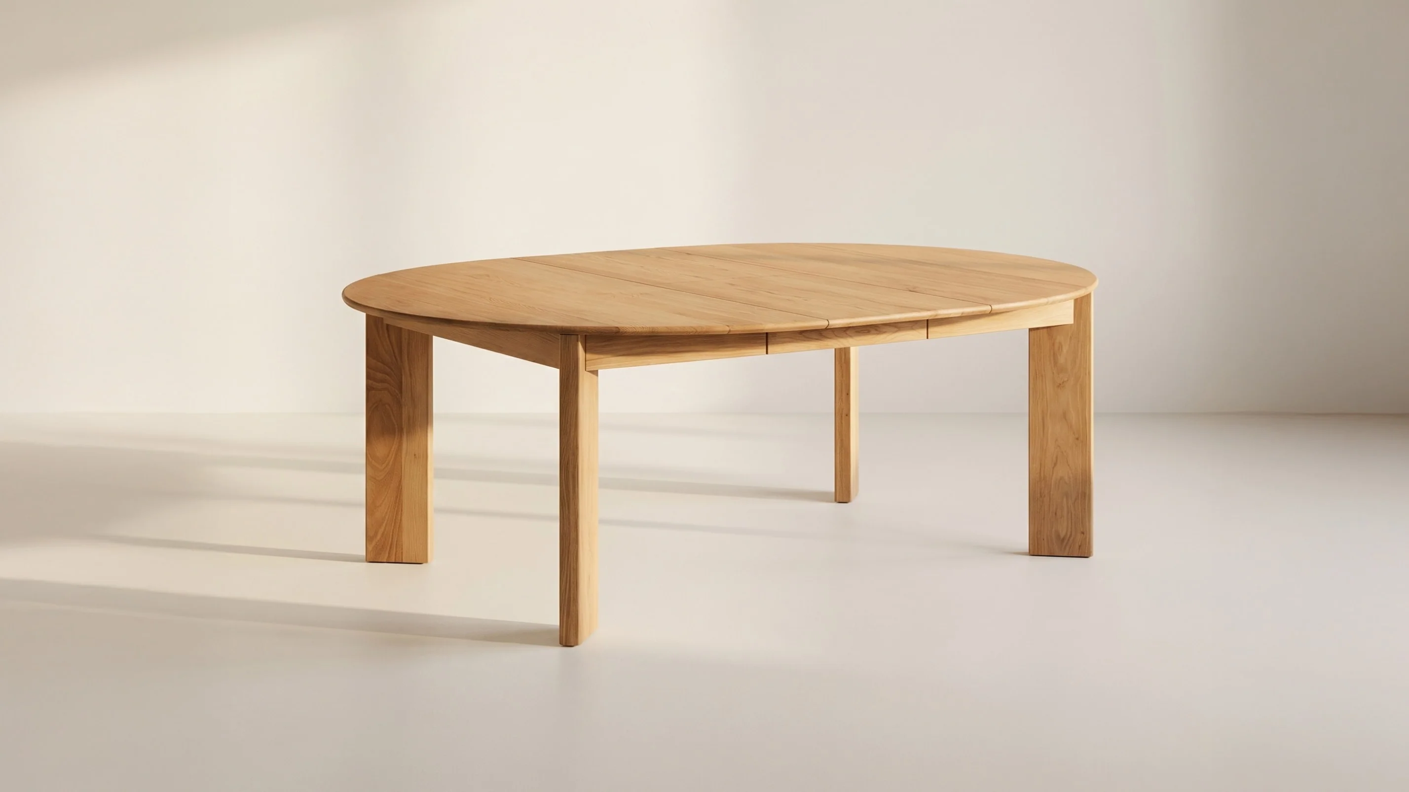 Frame Round Extendable Dining Table, Seats 4-8, Oak - Image 3