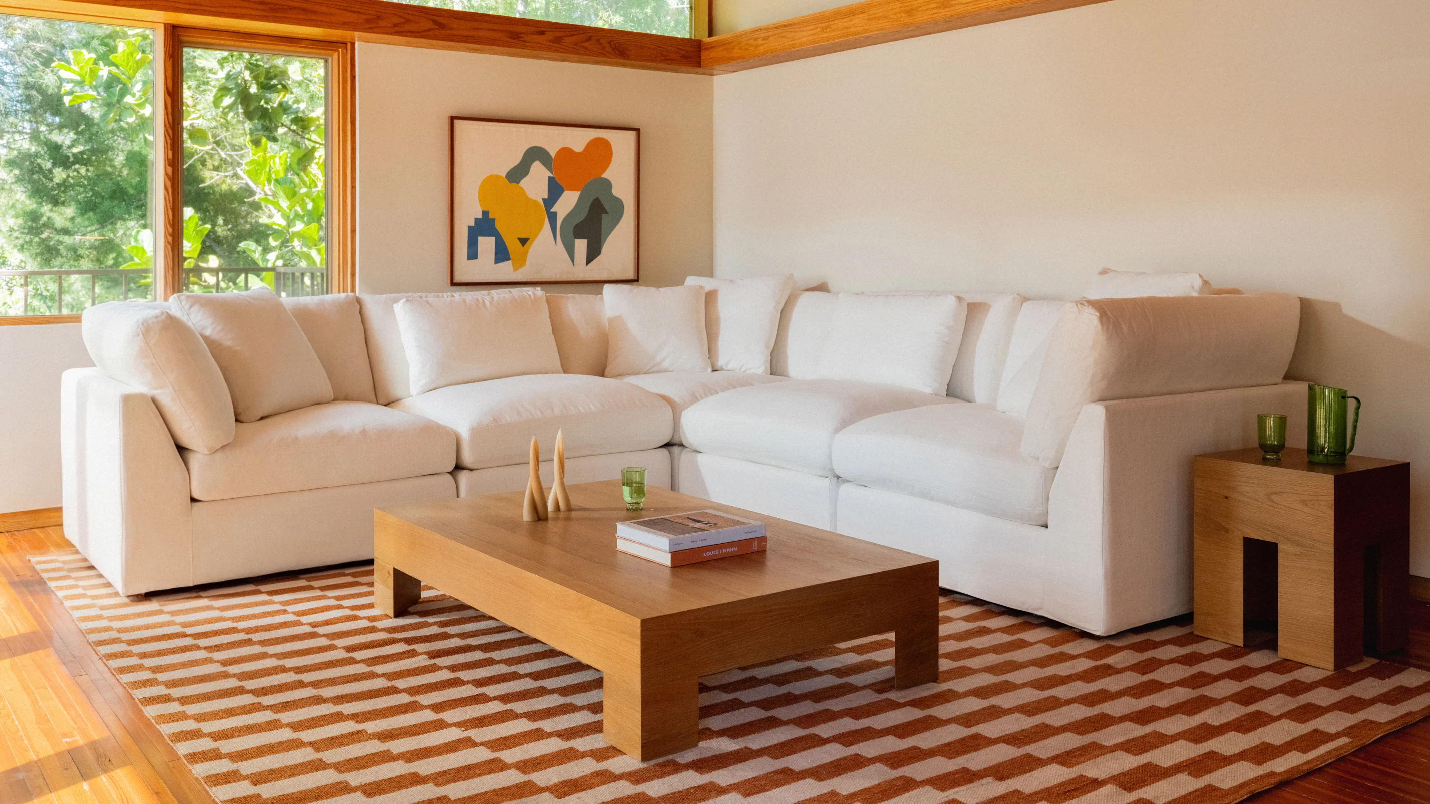 Get Together™ 5-Piece Modular Sectional Closed, Large, Cream Linen - Image 3