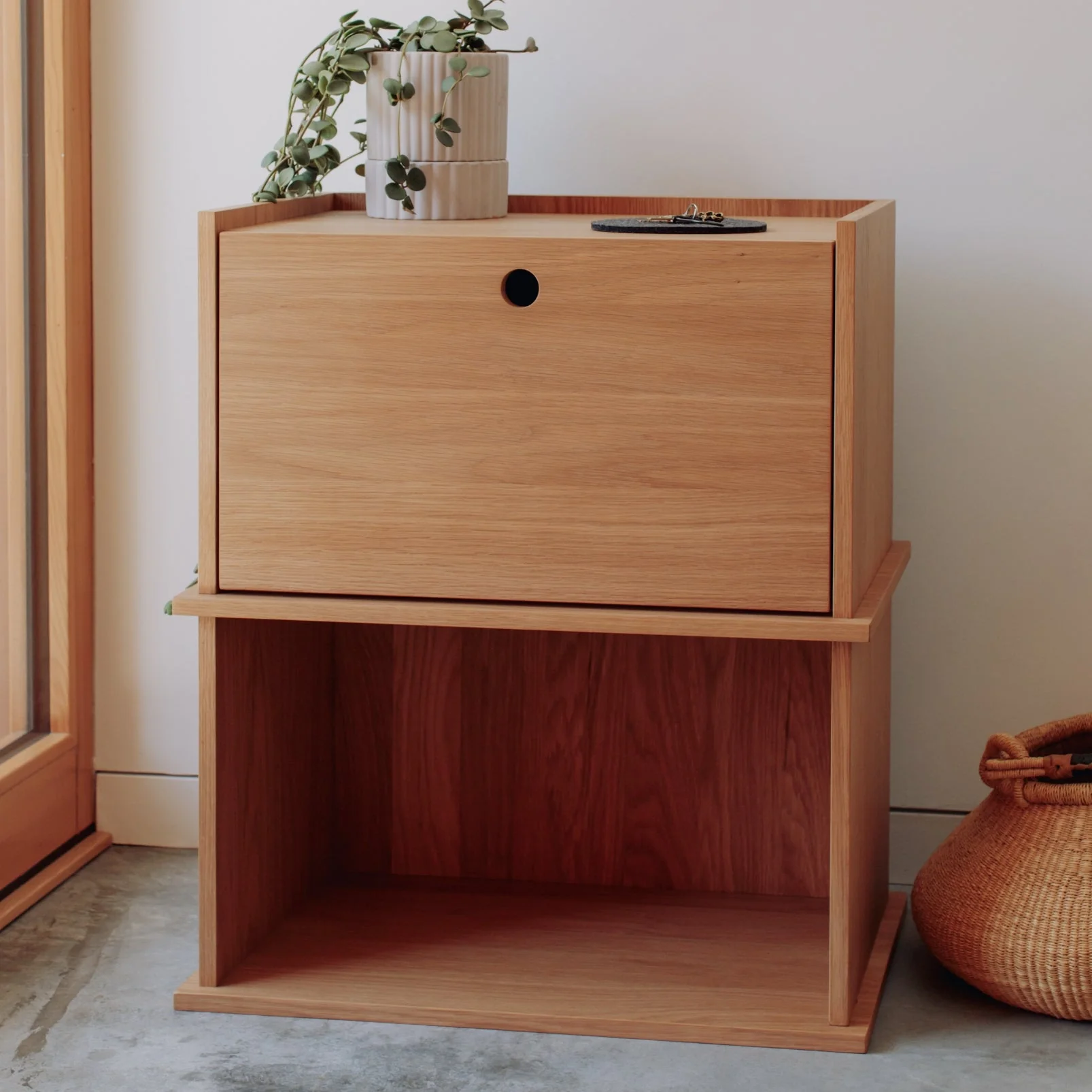Keep Stacking Storage System 2-Piece, Open and Closed, White Oak