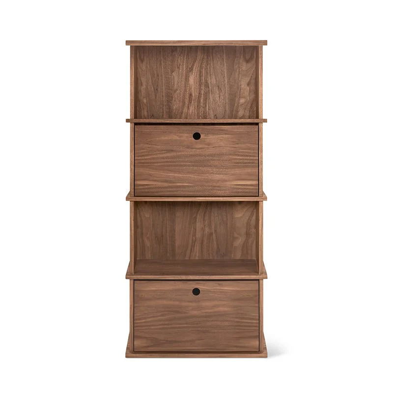 Keep Stacking Storage System 4-Piece Tall, Open and Closed, Walnut