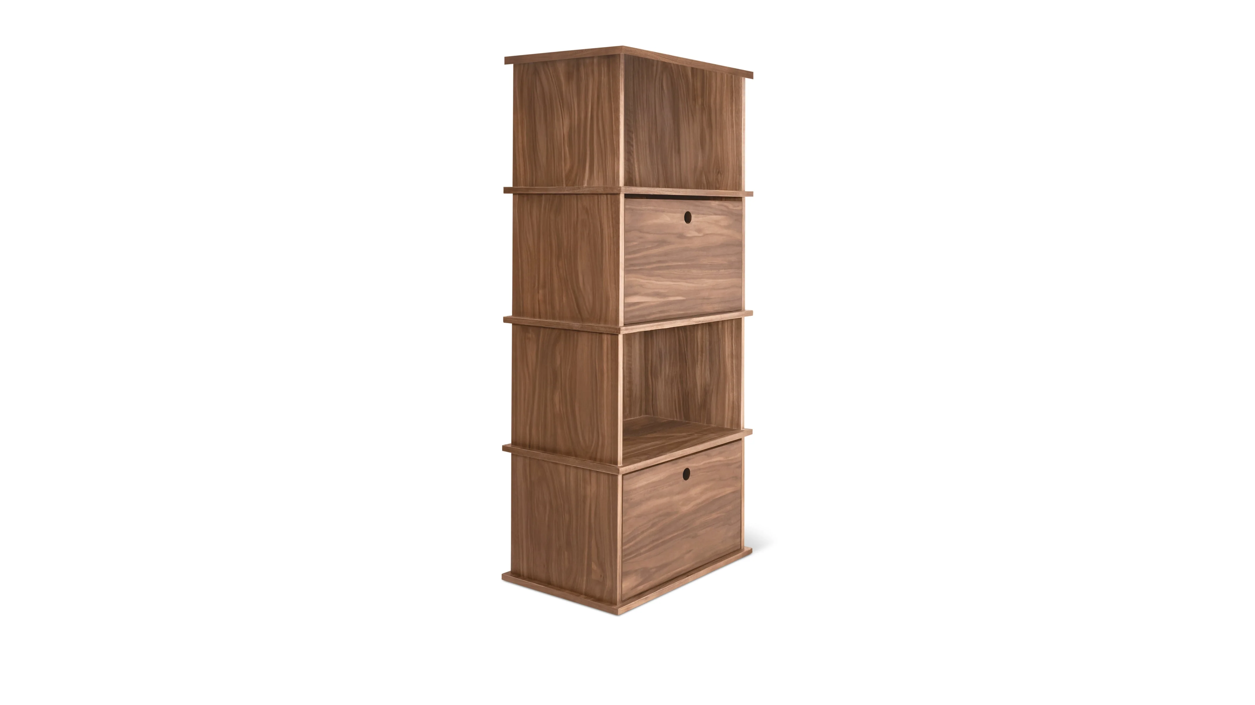 Keep Stacking Storage System 4-Piece Tall, Open and Closed, Walnut - Image 3