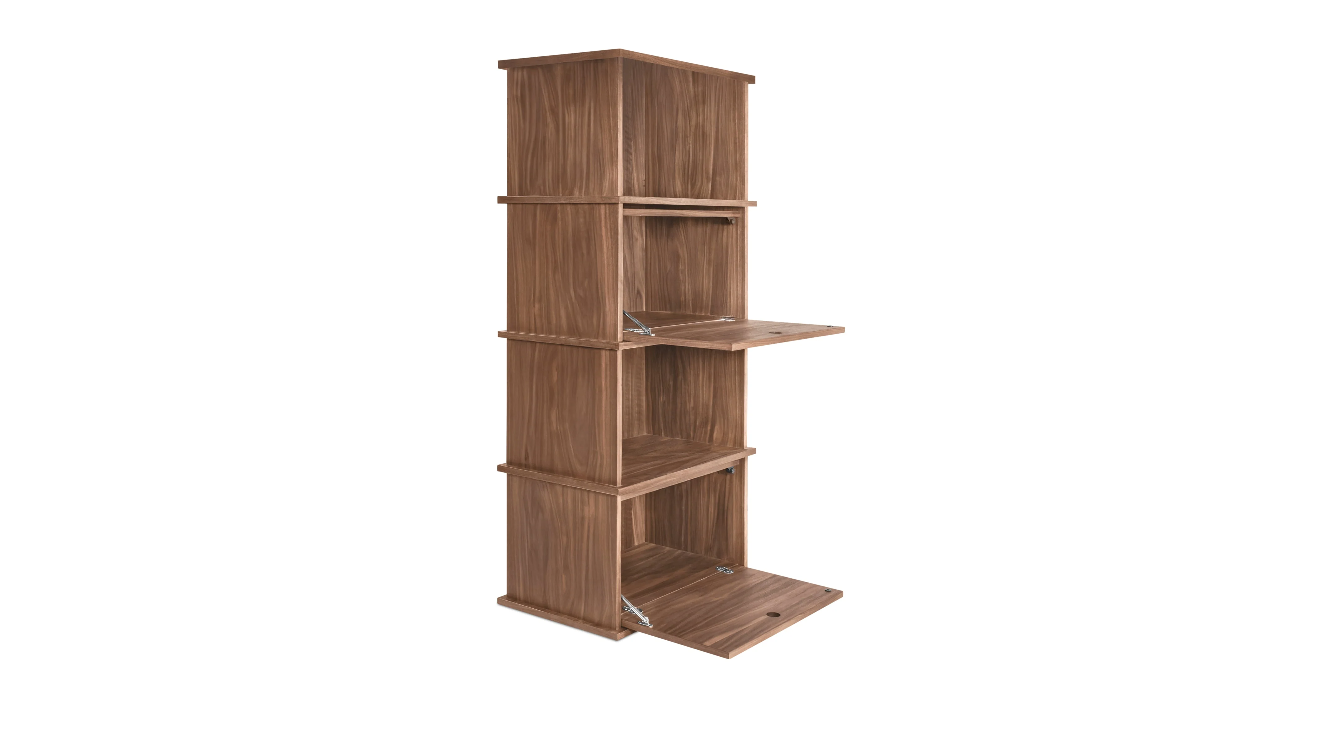 Keep Stacking Storage System 4-Piece Tall, Open and Closed, Walnut - Image 4