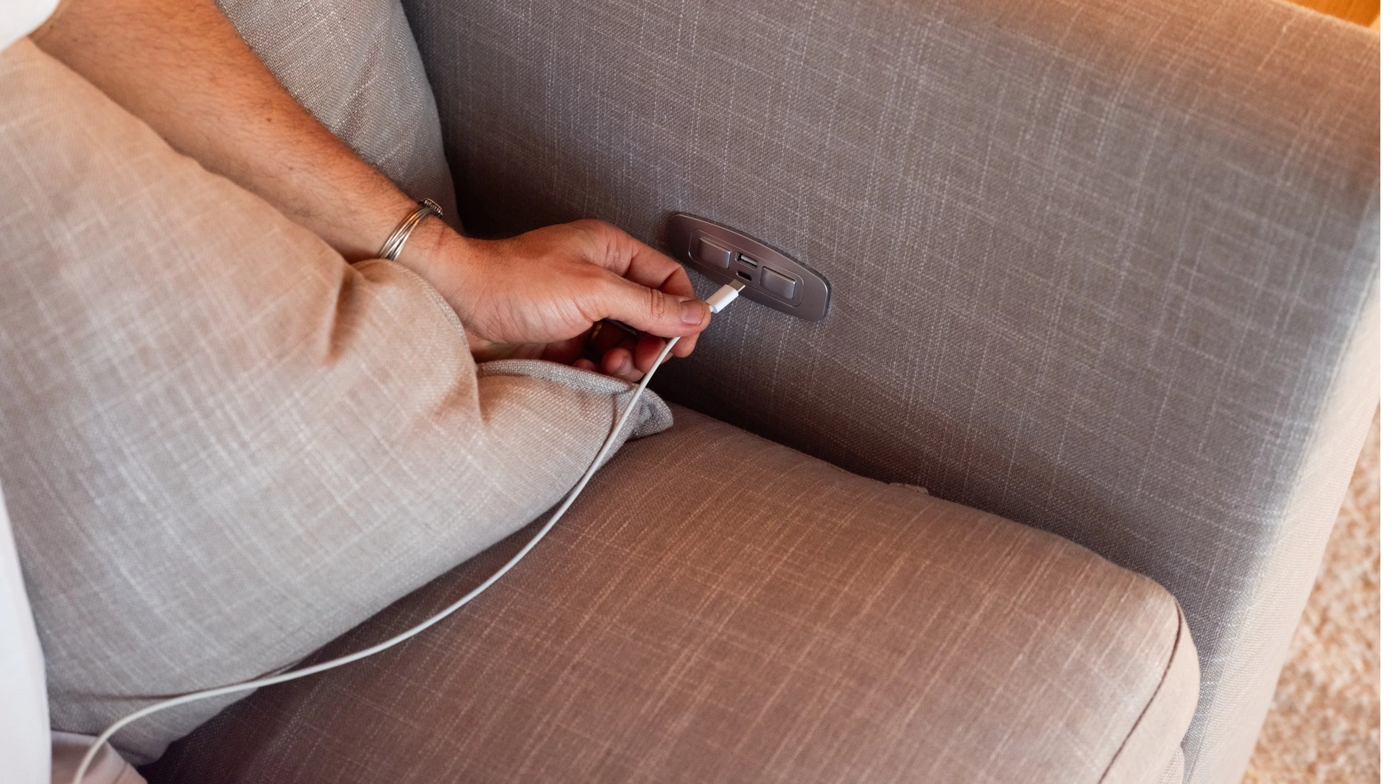 Lift Off Power Recliner Armless Chair, Light Pebble - Image 9
