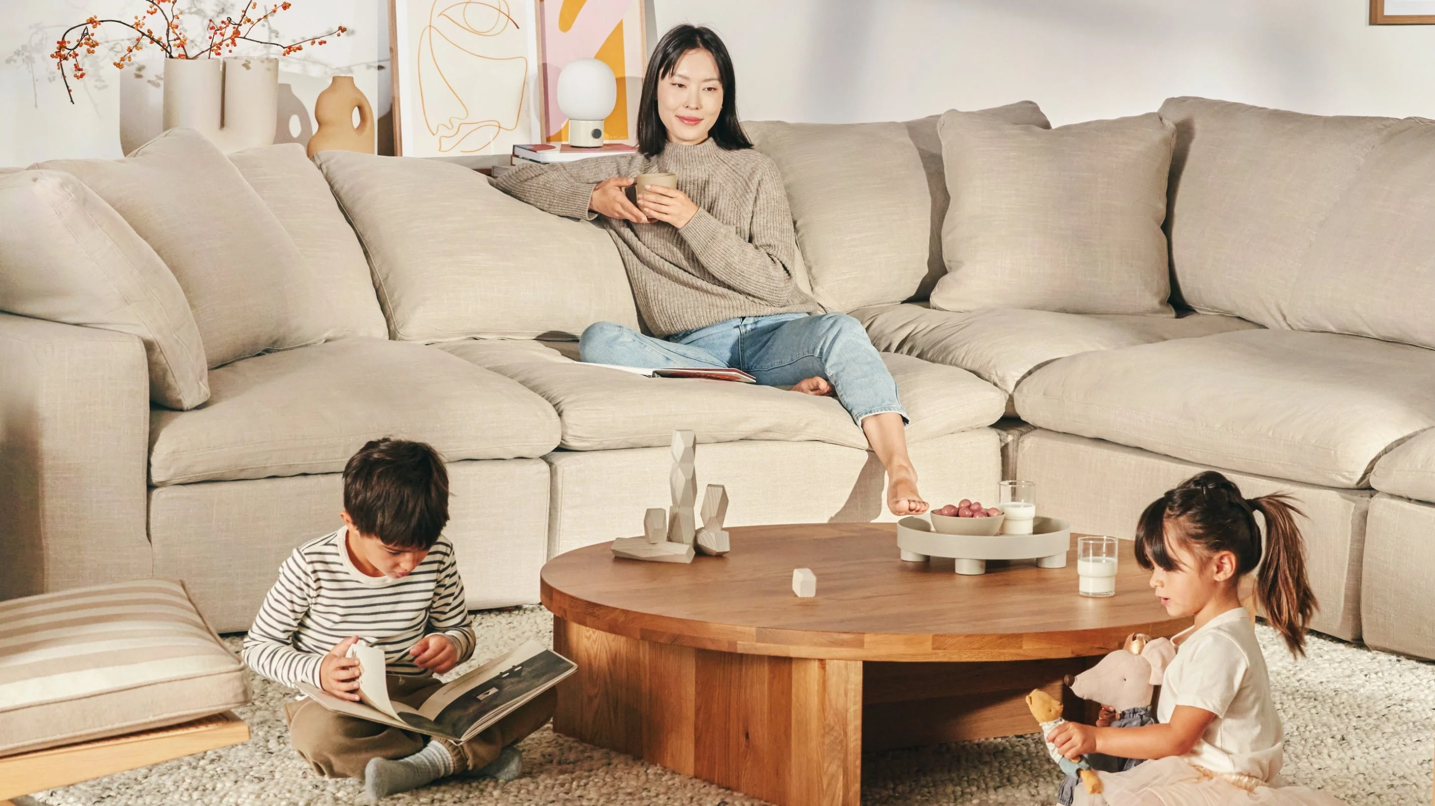 Movie Night™ 5-Piece Modular Sectional Closed, Standard, Light Pebble - Image 8