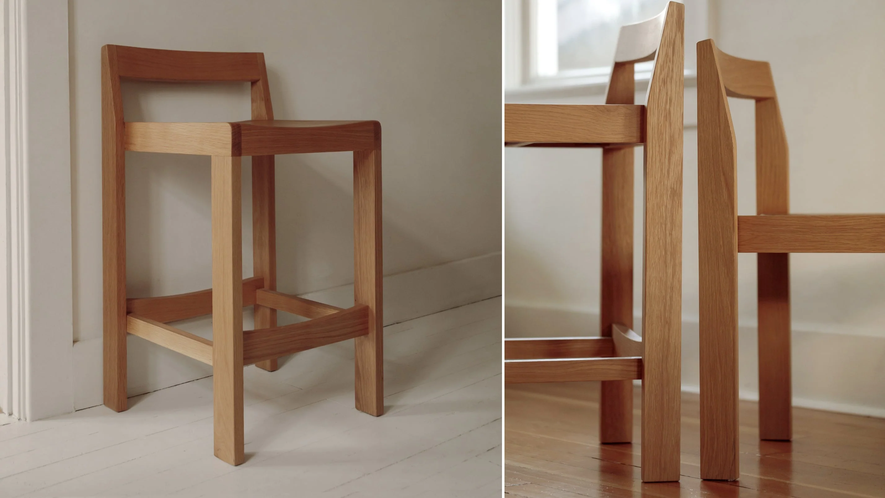 Plane Stool, Counter, Oak - Image 4