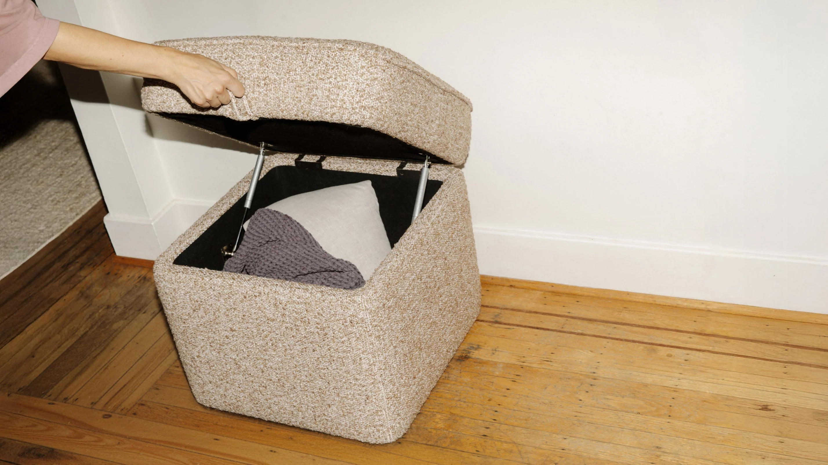 Pod Storage Ottoman, Small, Latte - Image 7