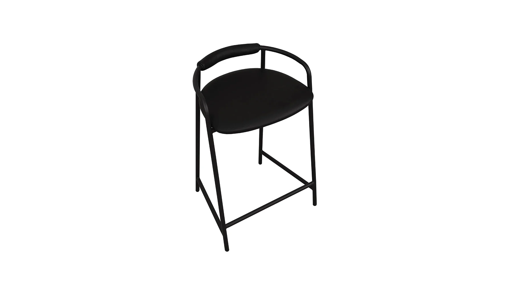 Slow Mornings Stool, Counter, Coal Leather/Black Metal - Image 10