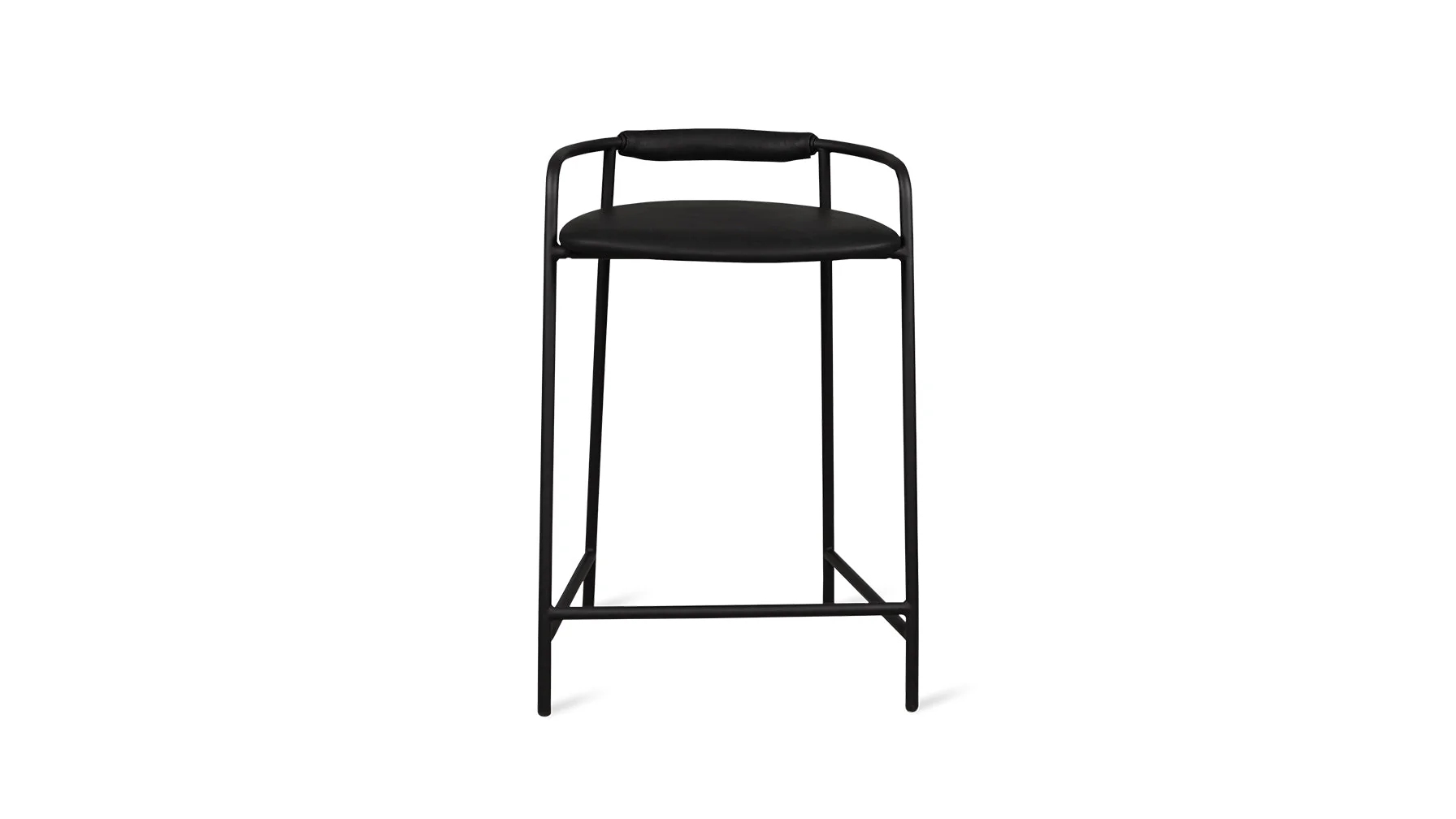 Slow Mornings Stool, Counter, Coal Leather/Black Metal - Image 3