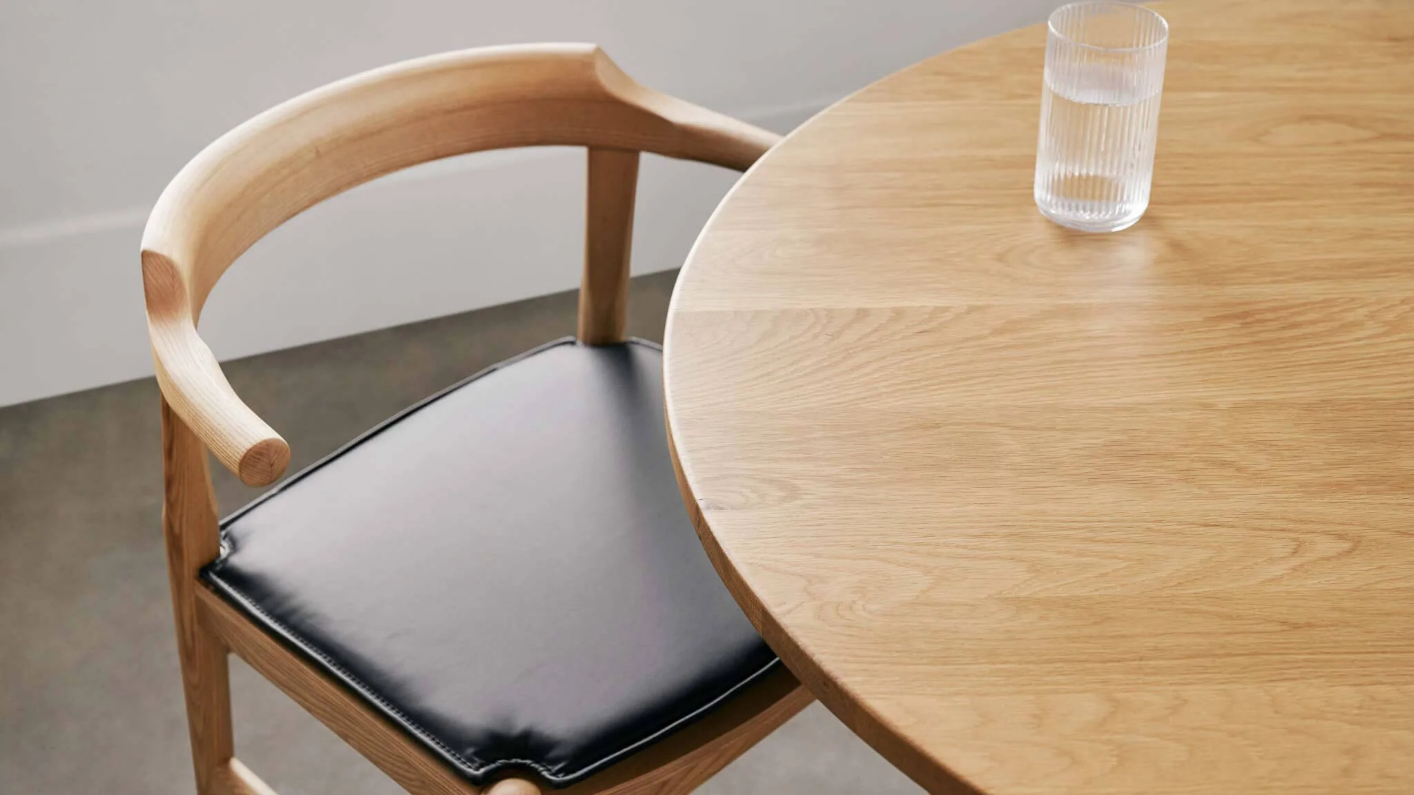 Tuck In Dining Chair with Black Cushion, Stained Oak - Image 3